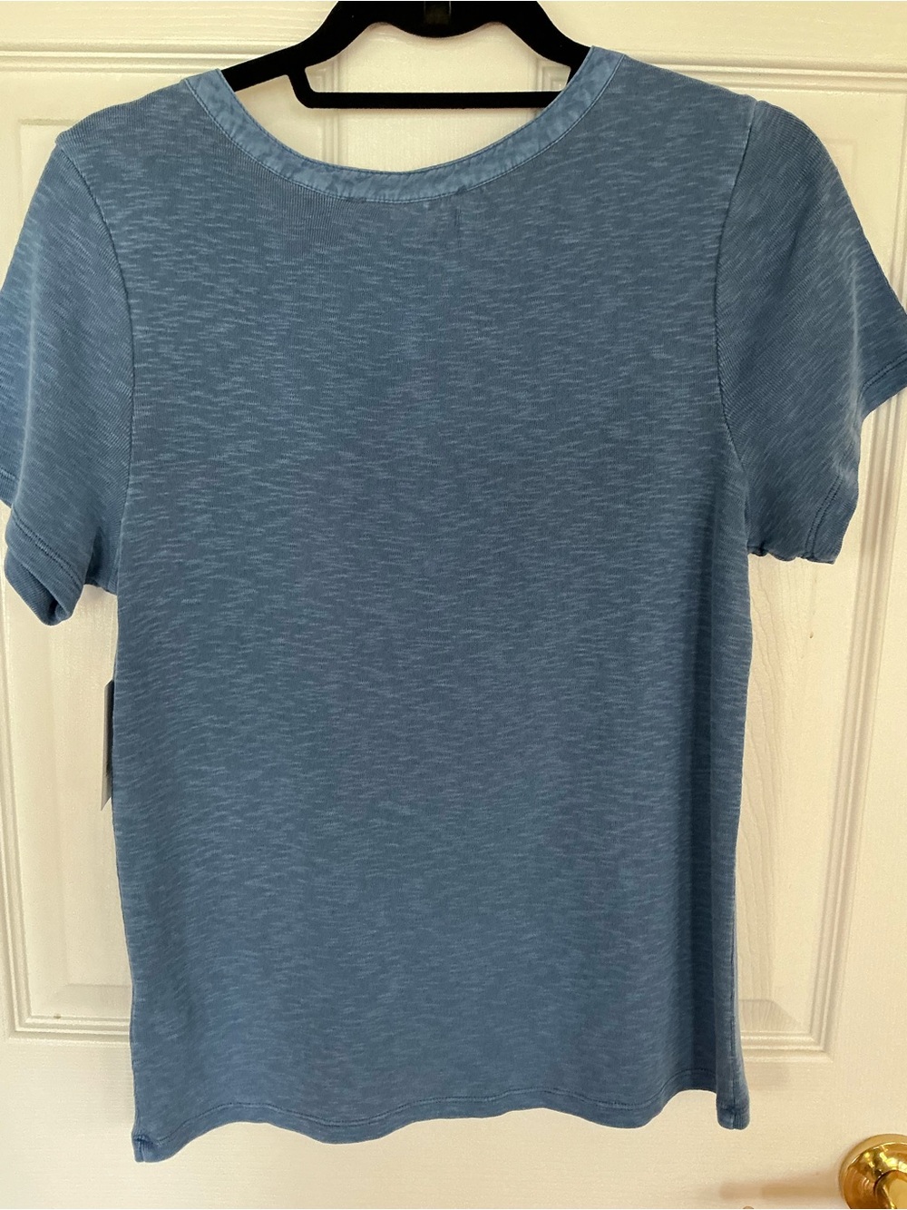 Lucky Brand Blue Short Sleeve Eyelet Lace Button Yoke Top - Picture 5 of 7